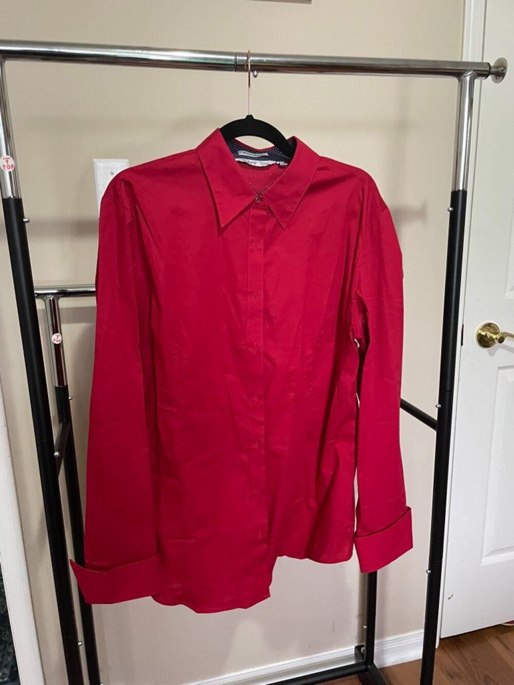 Collared Blouse, Red, XL